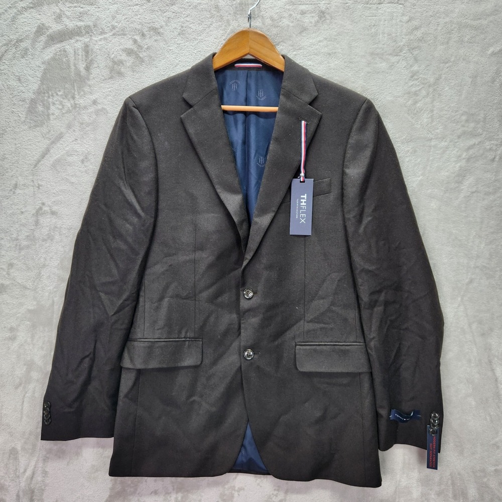 Tommy Hilfiger TH Flex‎ Blazer 40L 40 Long Dark Brown 100% Wool Natural Stretch